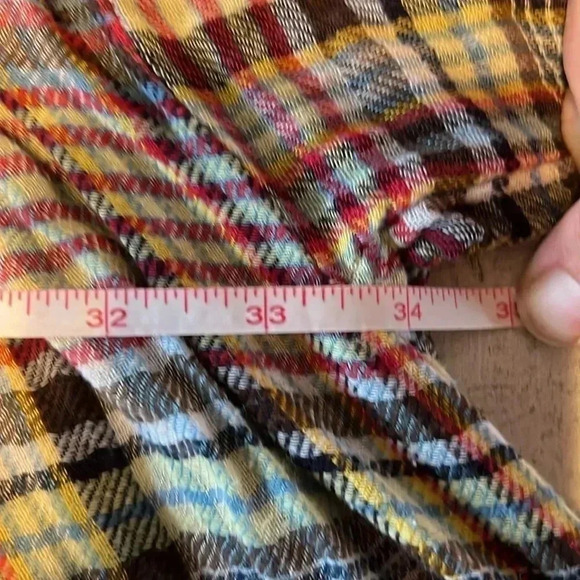 Womens preworn Free People small long sleeve button up plaid brown red green blu - Picture 8 of 8